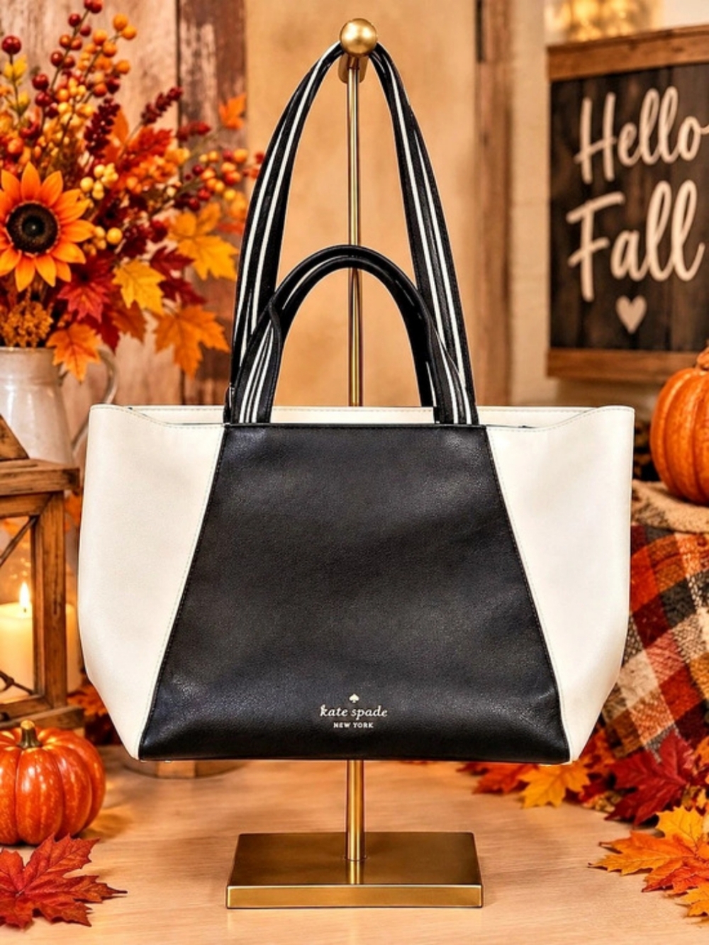 kate spade new york Color Block Tote in Black & White Like New